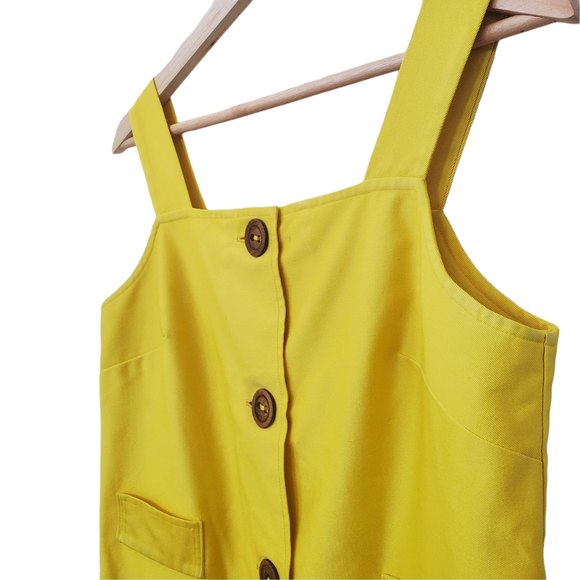Vintage Elisabeth Stewart Mini Yellow Wood Button Accent Dress - Picture 3 of 6